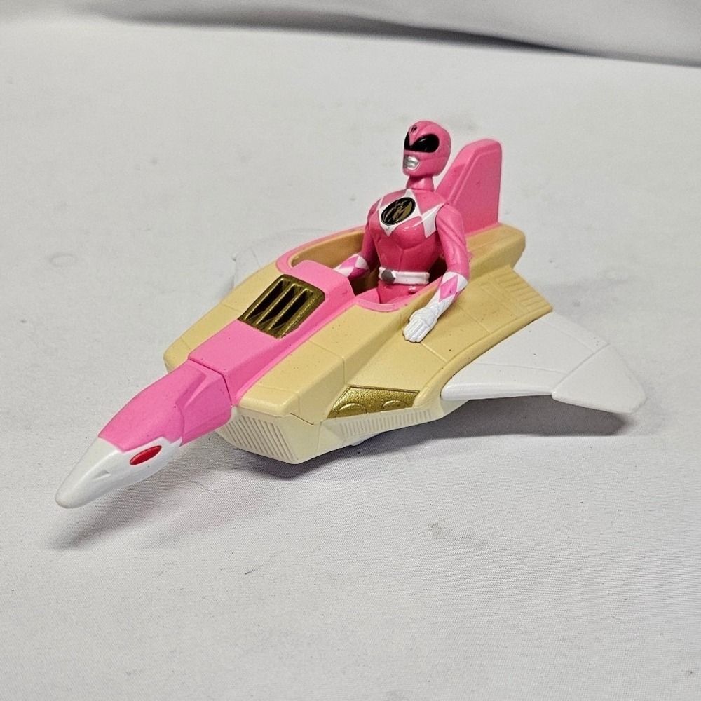 Vintage 1995Power Rangers Pink Ranger Action Figure with Pterodactyl Jet Vehicle